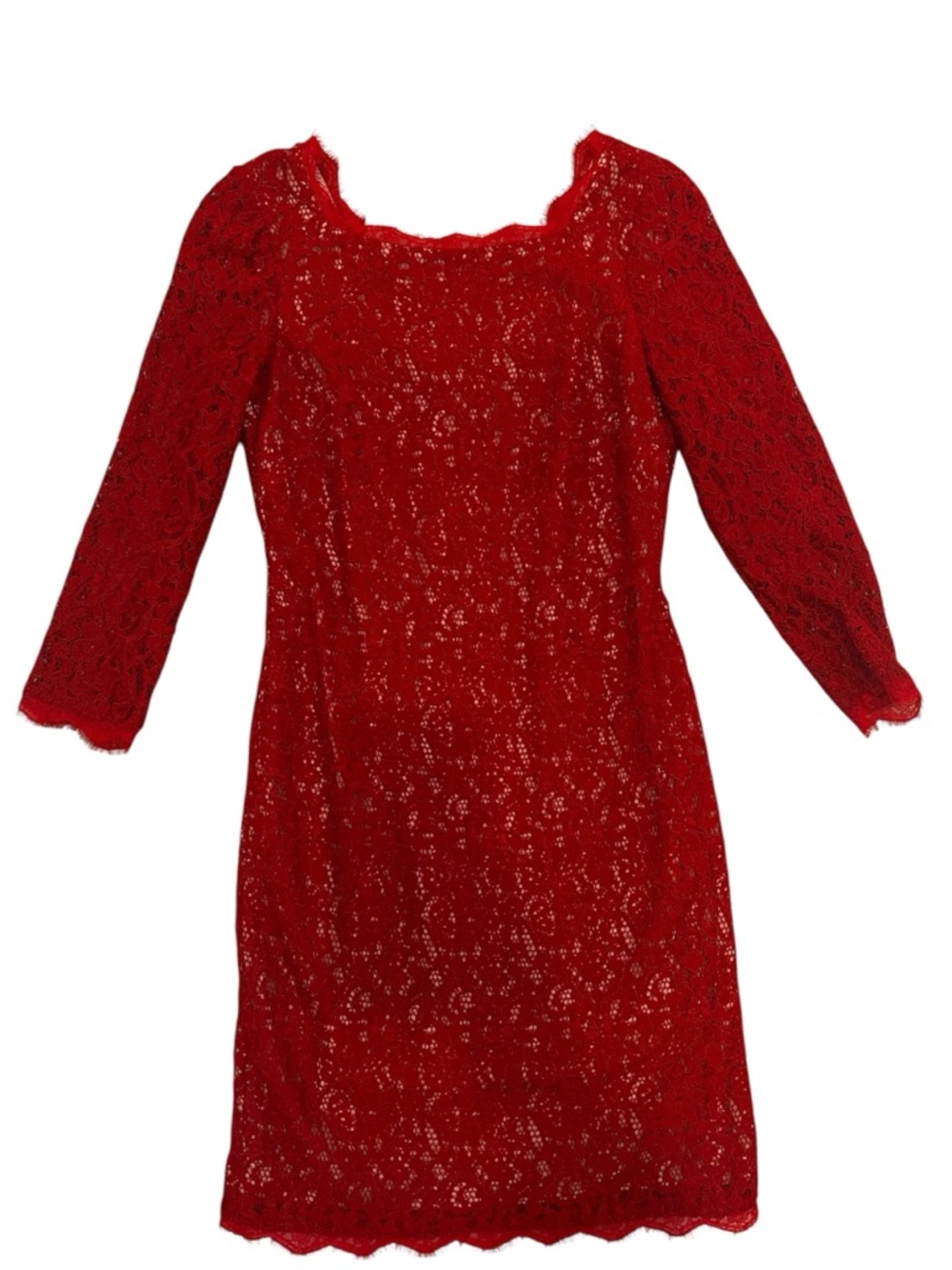 Elegant Adrianna Papell Crimson Lace Long-Sleeve Sheath Dress Cocktail Formal